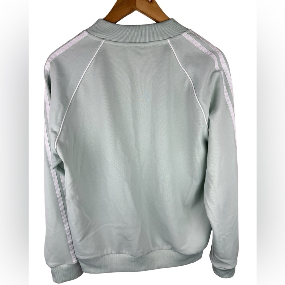 Adidas Originals mint Vapgreen Women Track Jacket White Stripe Zip up Large NWOT - Picture 3 of 9